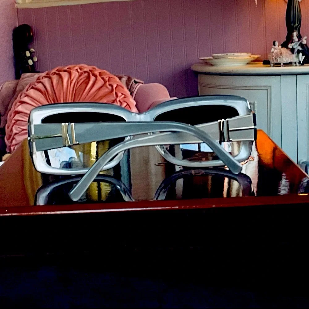 Karl Lagerfeld Silver Rectangular Sunglasses Retail$228 - Picture 3 of 11